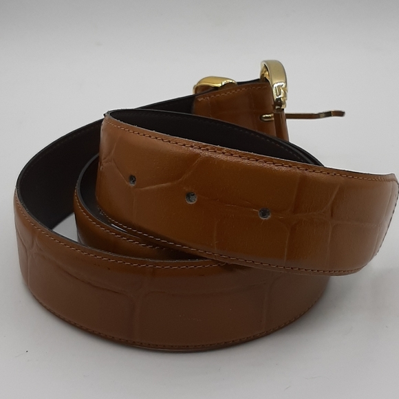 Vintage Bay Club Genuine Leather Brown Unisex Belt 40 Large Made in Italy - Picture 2 of 6
